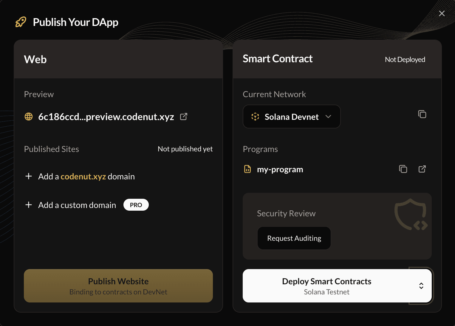 Publish Dialog